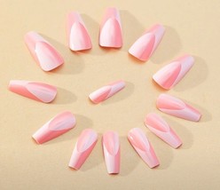 Do-It-Yourself 24pcs Natural Long Press On Nails Barbie Pink Coffin BNIB... - £5.15 GBP