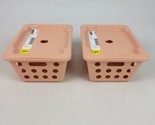 (Lot of 2) IKEA Rundbal Storage Basket W/ Lid Stackable Pale Pink 7x5.5x... - £14.19 GBP