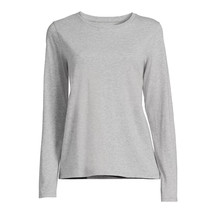 Time And Tru Women&#39;s Crewneck Tee with Long Sleeves, Gray Size L(12-14) - £10.83 GBP