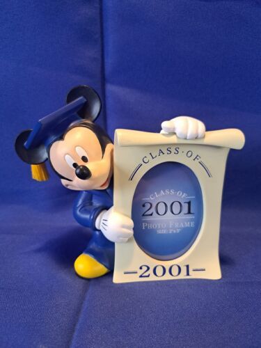 Vintage Disney Mickey Mouse Picture Frame Ceramic CLASS OF 2001 Graduation Photo - $18.69