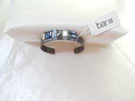 Bar III 6&quot;  Grey Tone Blue Stone Jeweled Cuff Bangle Bracelet D159 $32 - £13.02 GBP