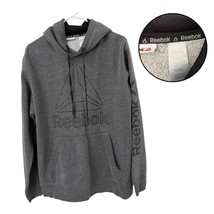 Reebok Men’s Large Gray Black Hoodie Sweatshirt Pullover Athletic Logo - $16.82