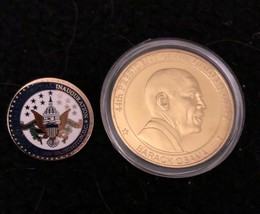 Obama Biden Pin 2009 Inauguration President Gold Enamel + Challenge Coin =Two Pc - £25.64 GBP