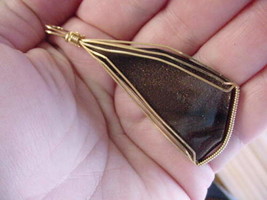 (#DW-909) Chocolate Goldstone Glass Pendant Jewelry Sparkle Wired - £28.66 GBP