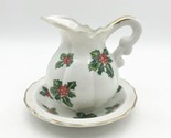 Lefton China Pitcher Bowl 7940 Holly Berries Christmas Creamer - $14.99