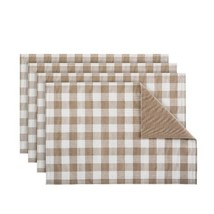 Four (4) ACHIM HOME ~ 12 x 18 ~ Reversible Placemats ~ TAUPE ~ Buffalo C... - €34,46 EUR