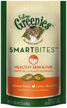 Greenies Feline SmartBites Skin &amp; Fur Crunchy &amp; Soft Adult Cat Treats Chicken 1e - £4.69 GBP