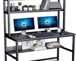 Aquzee Computer Desk With Hutch And Bookshelf, 47 Inches Black, Space-Sa... - £183.18 GBP