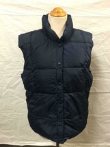 Lands End Down Feather Puffer Vest Navy Blue Button Up M Womens S Mens - £17.06 GBP