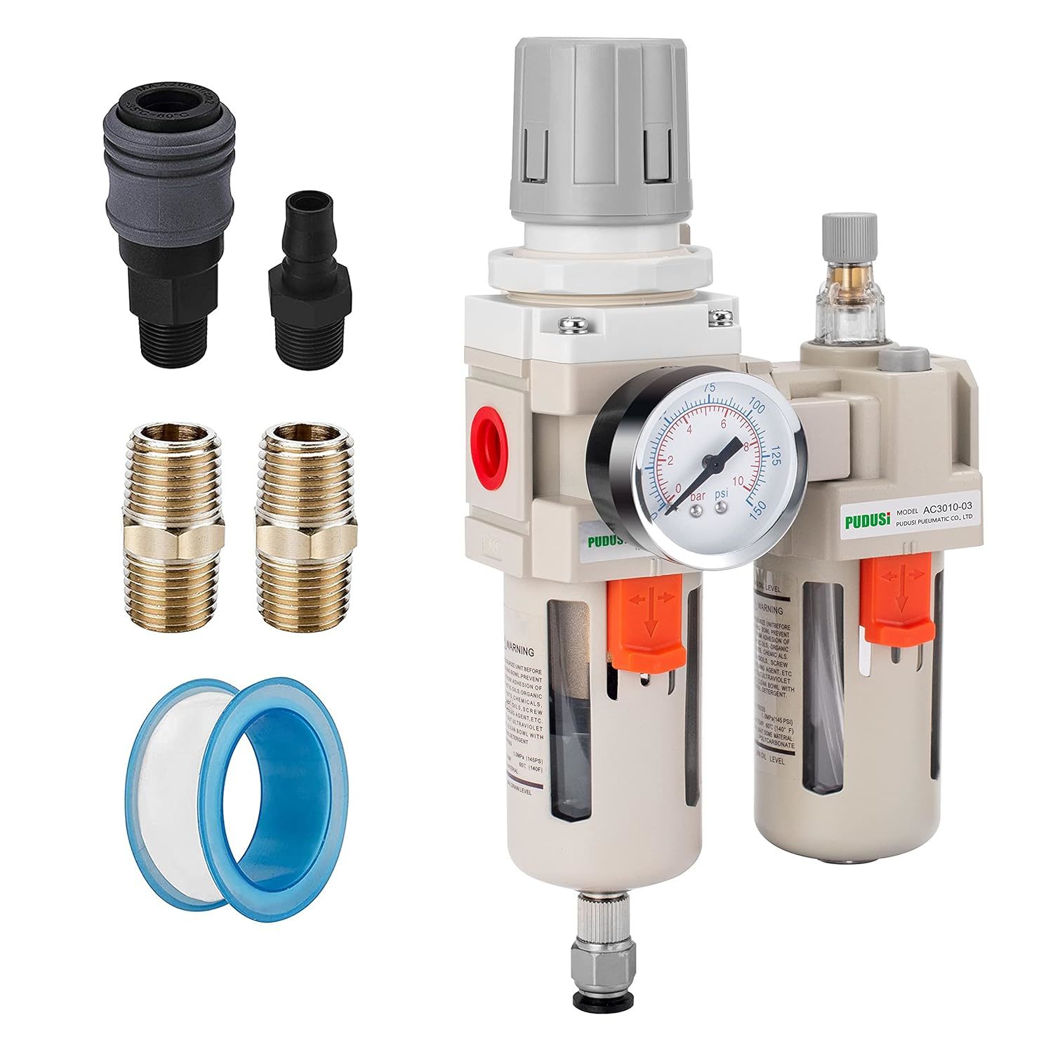 3/8&quot; Npt Compressed Air Filter Regulator Lubricactor Combo, Air Compress... - $44.99