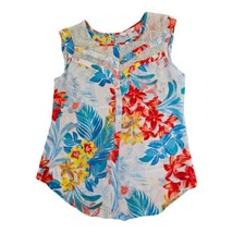 Candie’s Floral Lace Inset Sleeveless Top Women&#39;s Size XS Tropical Print - £15.39 GBP