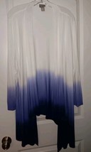 CHICO&#39;S Sz.3 (XL) Open Front Cardigan White Blue Ombrè Lightweight knit - £16.74 GBP