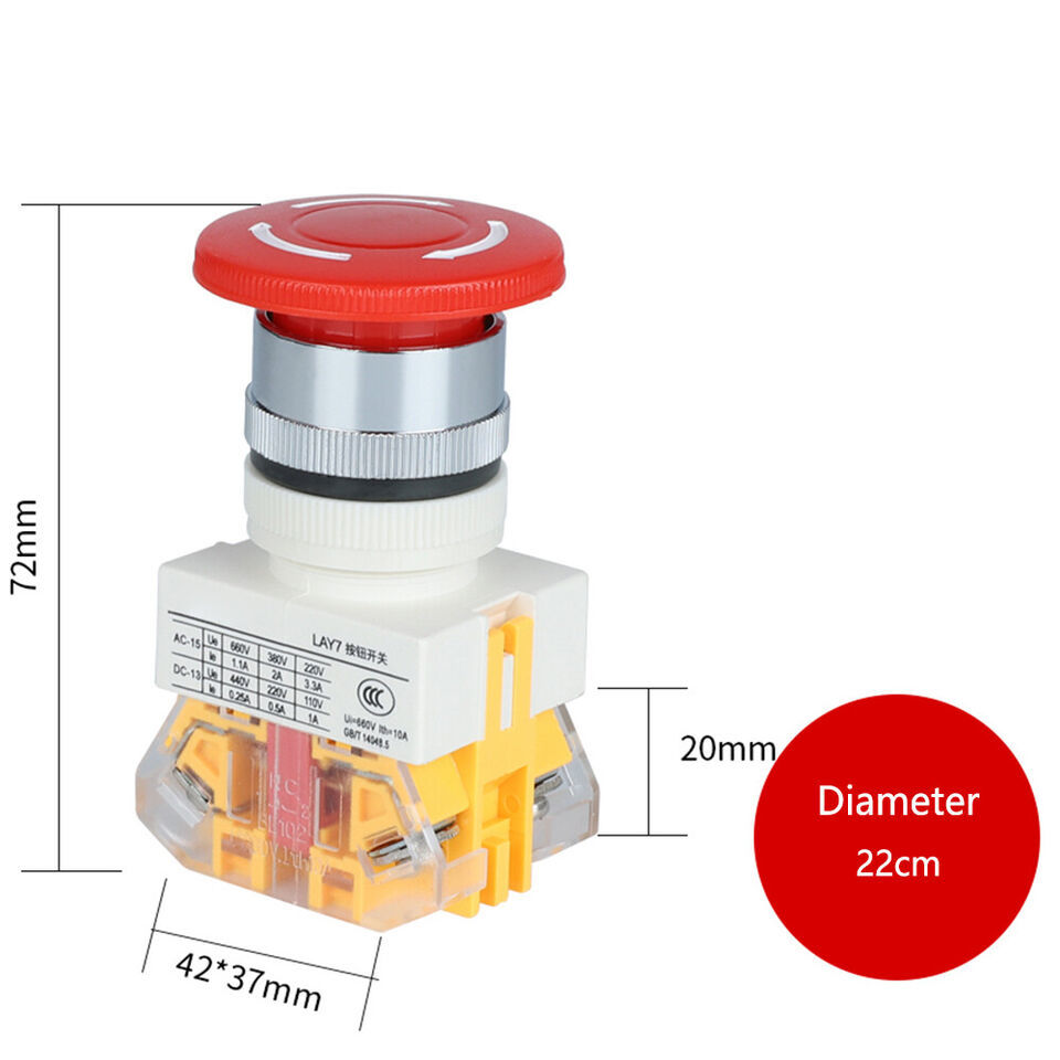Emergency Stop Self-locking Switch Button For DELIXI LAY7-11ZS - $12.16