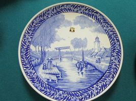 Delfts Plate Boch Golden Crown E&amp;R Belgium Boat In The River 11 1/2&quot; [*4-1-Q] (N - £97.37 GBP