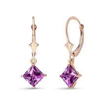 Galaxy Gold GG 14k Rose Gold Leverback Earrings with Natural Pink Topaz - £188.53 GBP+