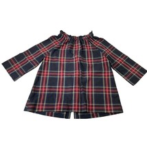 Crew Cuts Girls Casual Top Black Red Plaid Long Sleeve Ruffled Neck Buttons 10 - £8.69 GBP