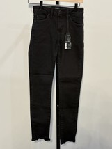 JUST BLACK Jeans Womens 24 Black Cotton Stretch Skinny Raw Hem Denim Made In USA - $24.02