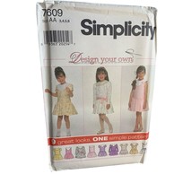 Simplicity Girls Dress Sewing Pattern Sz 3-6 7609 - Uncut - £7.76 GBP