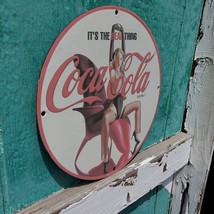 Vintage 1969 Coca-Cola &#39;Its The Real Thing&#39; Soft Drinks Porcelain Gas-Oil Sign - £98.77 GBP