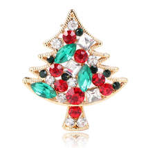 Colored Cubic Zirconia &amp; Crystal Christmas Tree Brooch - £11.15 GBP