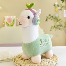 Cute Alpaca with Headphones Plush Toys Standing Alpacasso Plush Pillow Dolls 23c - £12.26 GBP