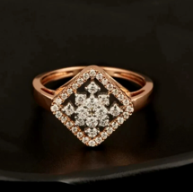 2.10Ct Round Cut Real Moissanite Wedding Fancy Ring 14K Rose Gold-Plated Silver - $196.34