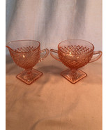 Pink Miss America  Depression Glass Creamer And Sugar Mint - $24.99