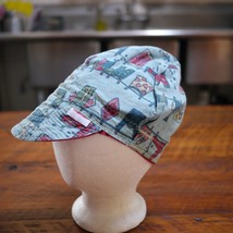 COMEAUX Red + Mid Century Hanging Laundry Print WELDING Bikers CAP M - £19.53 GBP