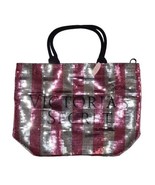 Victoria&#39;s Secret Sequin Tote Bag Weekender NEW Striped Shopper - £30.06 GBP