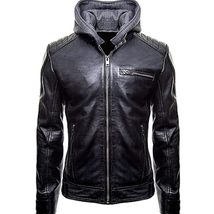 Trends Fashion Bat-Man Logo Brando Motorcycle Black Leather Jacket for Men (US,  - £101.69 GBP+