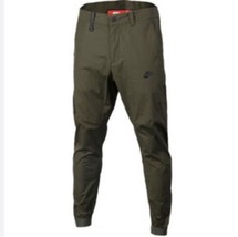 Nike Tech Sportswear Banded Jogger Pants Mens 30 Green Twill Casual Tapered Zip - £32.60 GBP