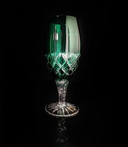 Ajka Arabella Emerald Green  Cut To Clear Crystal Iced Tea Glasses Goble... - $125.00