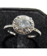 925 Sterling Silver 2.25ct Moissanite  Solitiare Engagement Ring Sz 7.75 CM - $49.49
