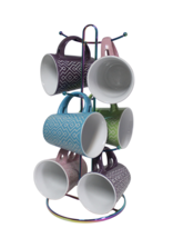 Coffee Mug  Holder Holds 6 Mugs, Stylish &amp; Space-Saving Tree Rack Rainbo... - $12.86