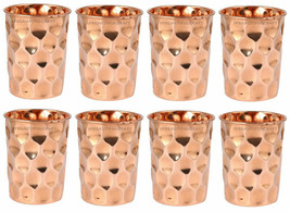 Copper Water Drinking Tumbler Glass Diamond Ayurvedic Health Benefits Se... - £35.61 GBP