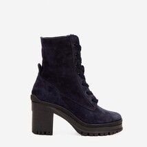 The Elera Navy Blue Leather Block Heel Women Boot image 6