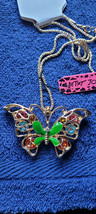 New Betsey Johnson Necklace Butterfly Multicolor Rhinestone Summer Beach Collect - £11.98 GBP