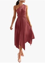 PRETTYGARDEN Women&#39;s Summer Long Satin Dress One Shoulder Sleeveless Ruched... - £12.92 GBP