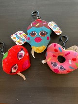 Expressions Foody Keychains Set of 3 Strawberry Ice Cream Donut Plush NWT - £7.15 GBP