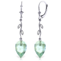 Galaxy Gold GG 14k White Gold Drop Style Earrings with Blue Topaz and Diamond Ac - £391.67 GBP