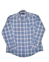Vintage Levis Plaid Button Up Shirt Mens XL Blue Long Sleeve Lightweight - £20.83 GBP