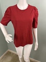 NWT Women’s Rebecca Taylor S/S Puff Sleeve Top in Brick Red Sz Medium - £31.64 GBP