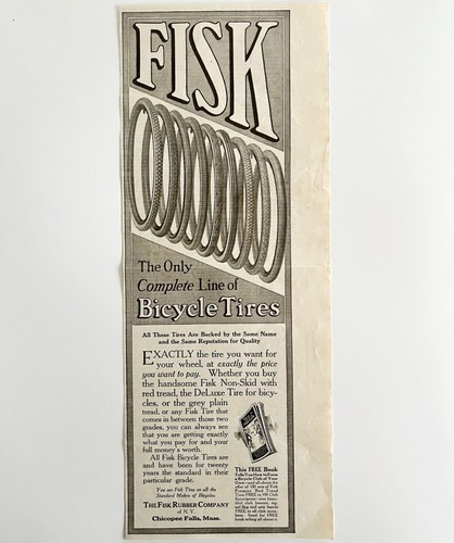 1916 Fisk Bicycle Tires Advertisement Transportation Bikes 14.5 x 5.75" LGADYC3 Item image 2
