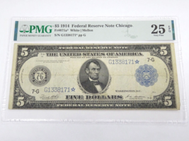 1914 $5 Federal Reserve Star Note Chicago PMG 25 Very Fine - £959.04 GBP