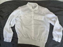 Vintage Lauren Lee Sheer Satin White Womens Bomber Light Jacket 10 Retro 90s USA - £14.22 GBP