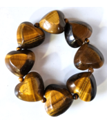 vintage Large heart shaped tiger eye stretch bracelet - $34.65