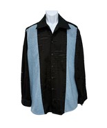 James Brumfield Designs Denim Black Textured Blue Button Up Shirt size L... - $33.38