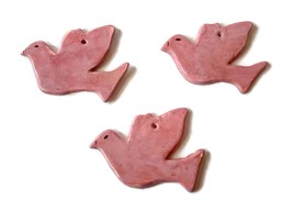 3Pc Ceramic Dove Ornament, Pink Christmas Wall Hanging Birds, Peace Home Decor - £52.59 GBP