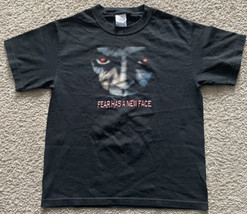 Howl-O-Scream Fear Has A New Face Youth Black Graphic T-Shirt Sz L 14-16 - £15.98 GBP