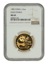 China: 1982 1/2oz Gold Panda NGC MS69 - Other - $4,583.25